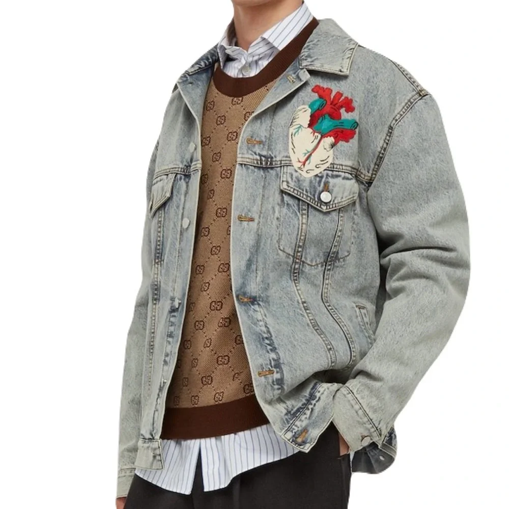 Gucci Blue Denim Oversized Embroidered Jacket UNISEX